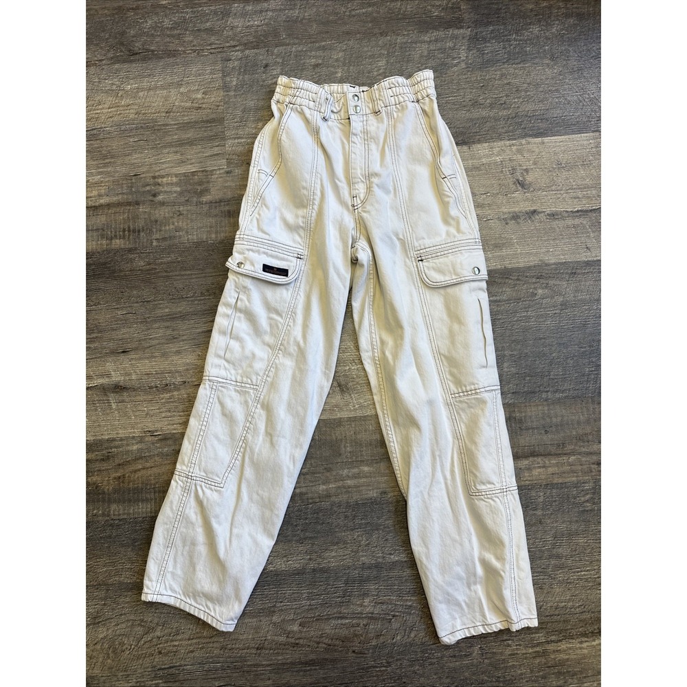 BDG Urban Outfitters Women's Ecru Cargo Skater Utility Wide Leg Trousers Size 27